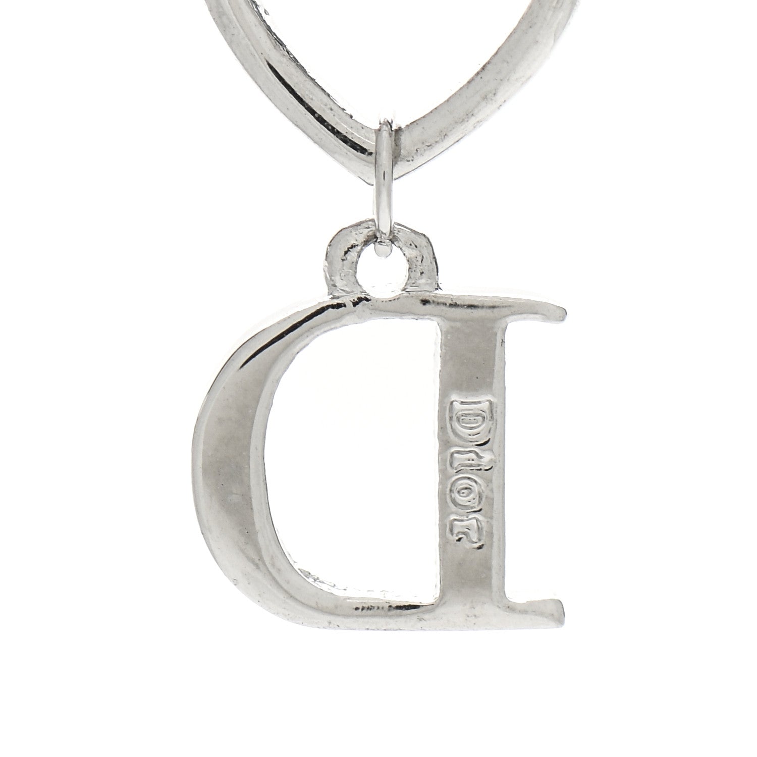 Christian Dior Crystal Heart Drop Earrings Silver 4 of 4