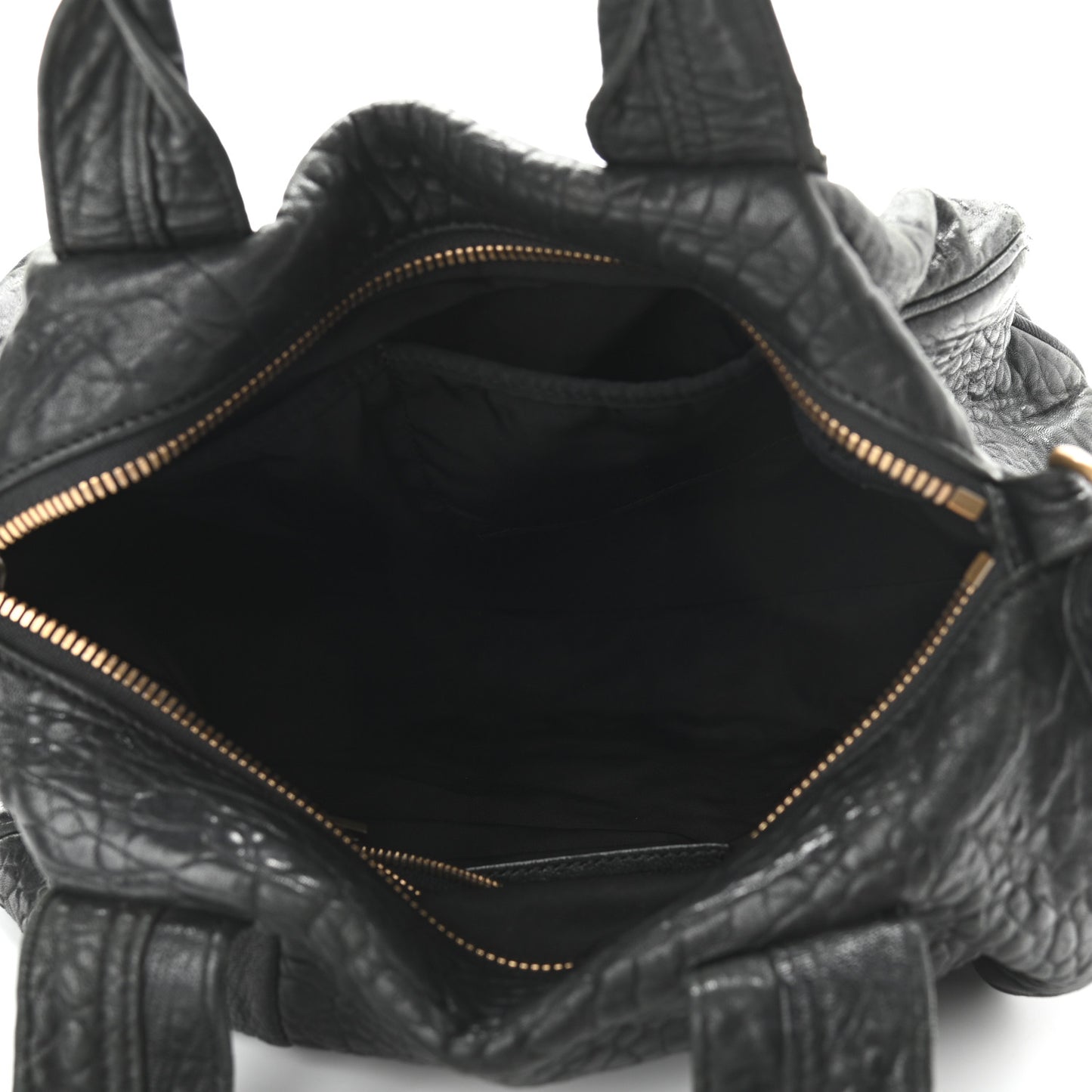 Pebbled Lambskin Rocco Black Antique Brass Hardware