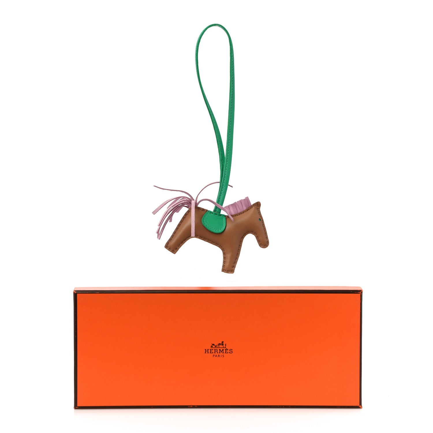 Hermes Milo Lambskin Grigri Rodeo Horse Bag Charm PM Chai Mauve Sylvestre Menthe 4 of 4
