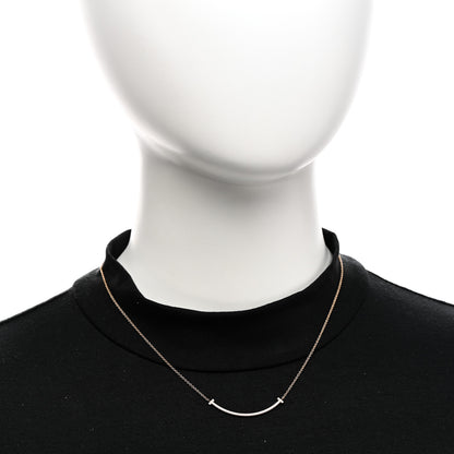 Tiffany 18K Rose Gold Diamond Small T Smile Pendant Necklace 2 of 6