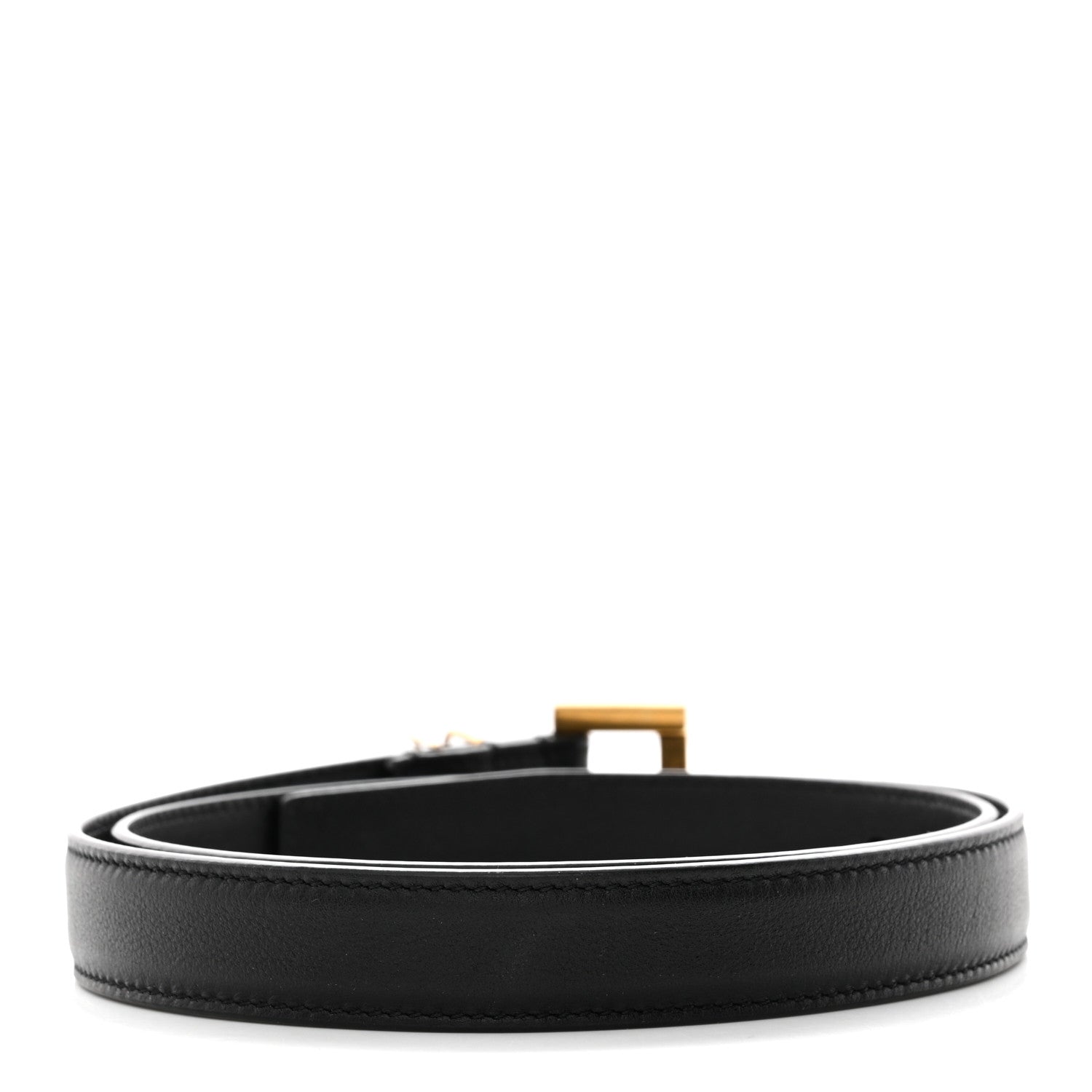Saint Laurent Smooth Calfskin Monogram Square Buckle Belt 70 Black 2 of 6