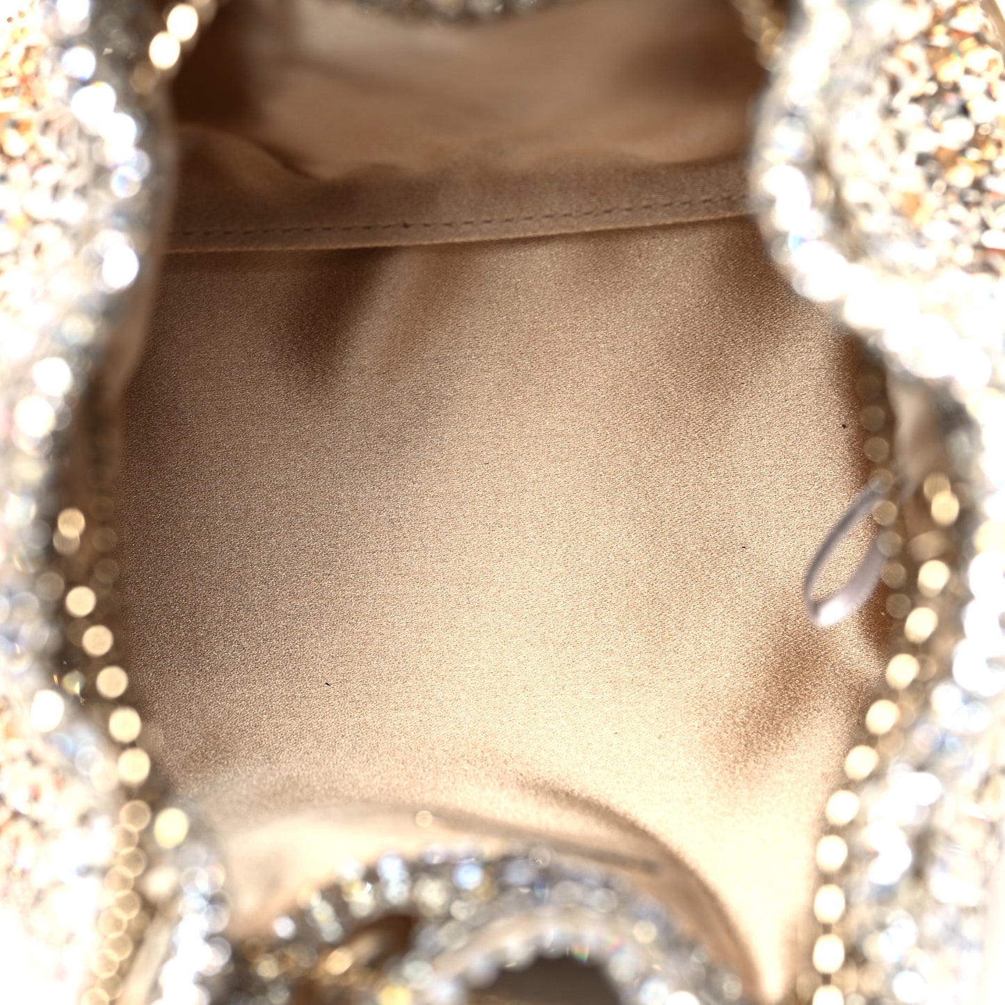 Satin Hotfix Crystal Embellished Bon Bon Bucket Bag Gold Silver