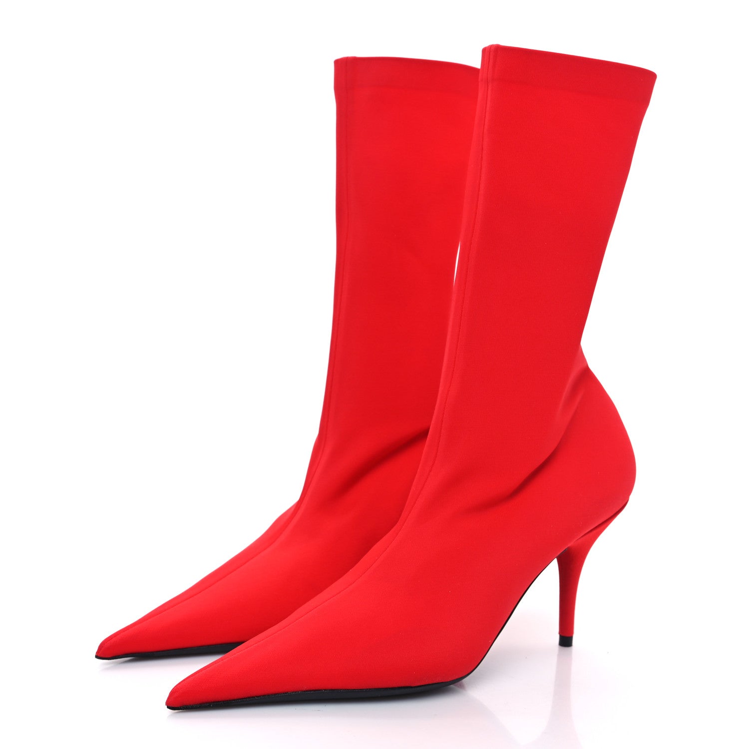 Balenciaga Matte Spandex Extreme Pointed Toe Knife 80mm Ankle Boots 36.5 Red 3 of 6