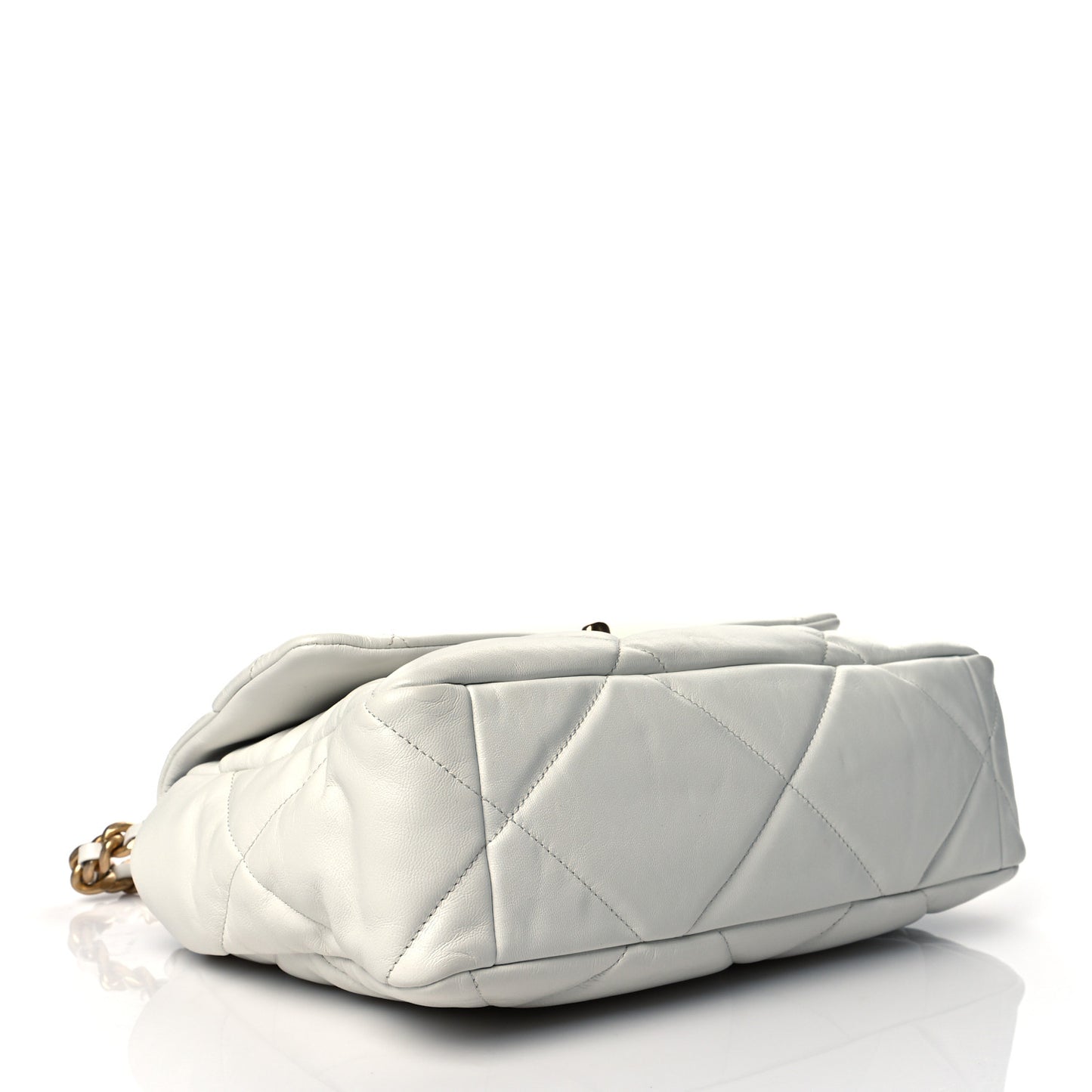 Goatskin Quilted Large Chanel 19 Flap White