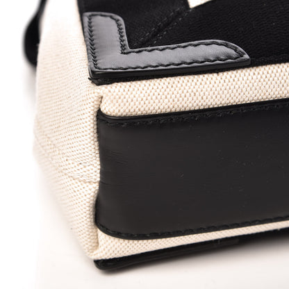 Balenciaga Cotton Canvas Calfskin Navy Cabas XS Natural Black 10 of 11
