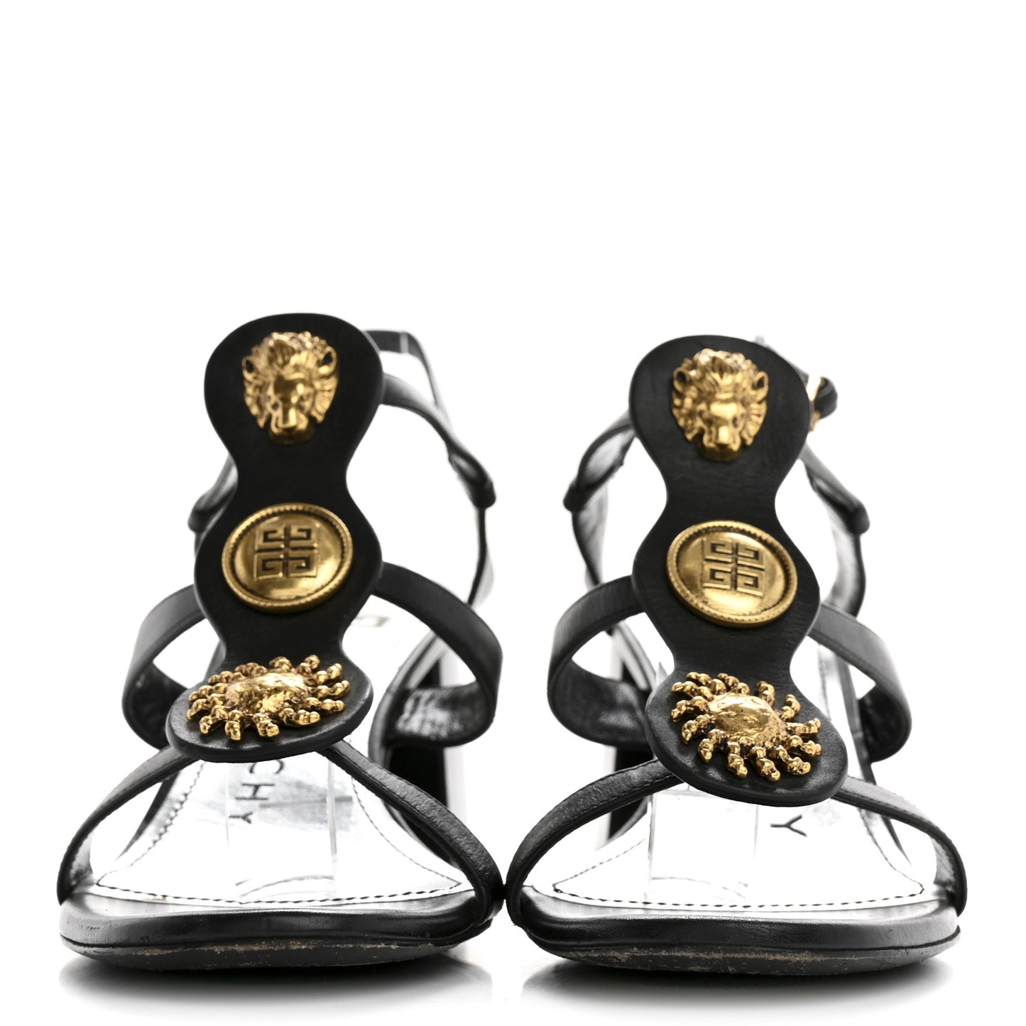 Calfskin Charm Slingback 50mm Sandals 38.5 Black