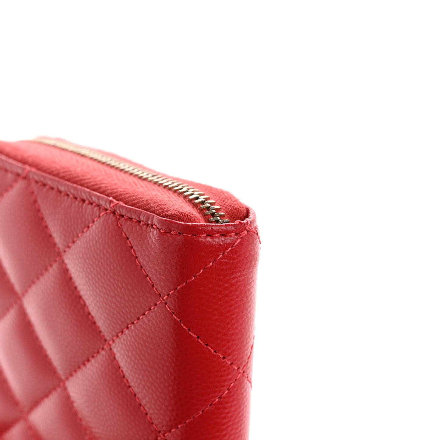 Caviar Quilted Large Gusset Zip Around Wallet Red