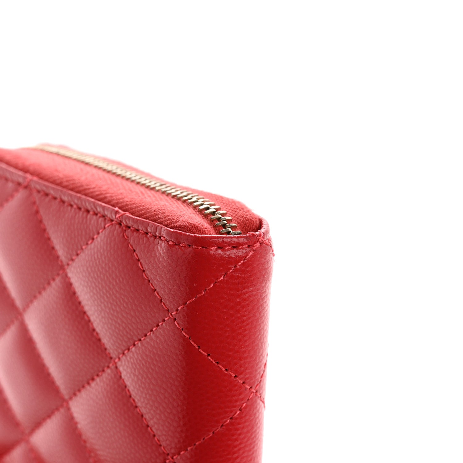 Chanel Caviar Quilted Large Gusset Zip Around Wallet Red 10 of 11