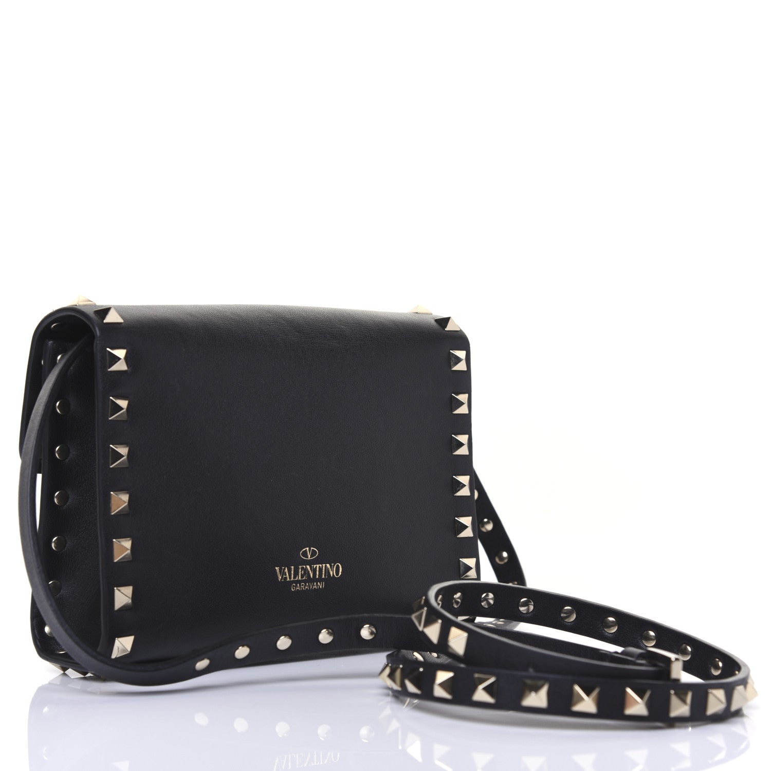 Valentino Garavani Vitello Rockstud Flap Crossbody Bag Black 3 of 15