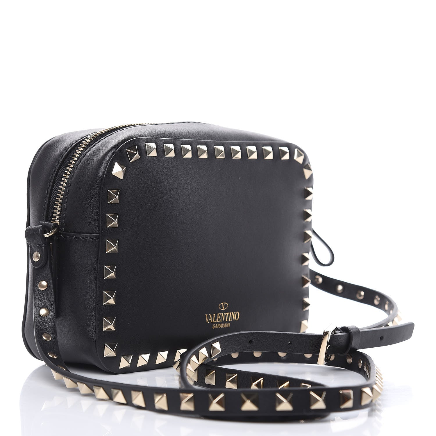 Valentino Garavani Calfskin Rockstud Camera Crossbody Bag Black 3 of 9