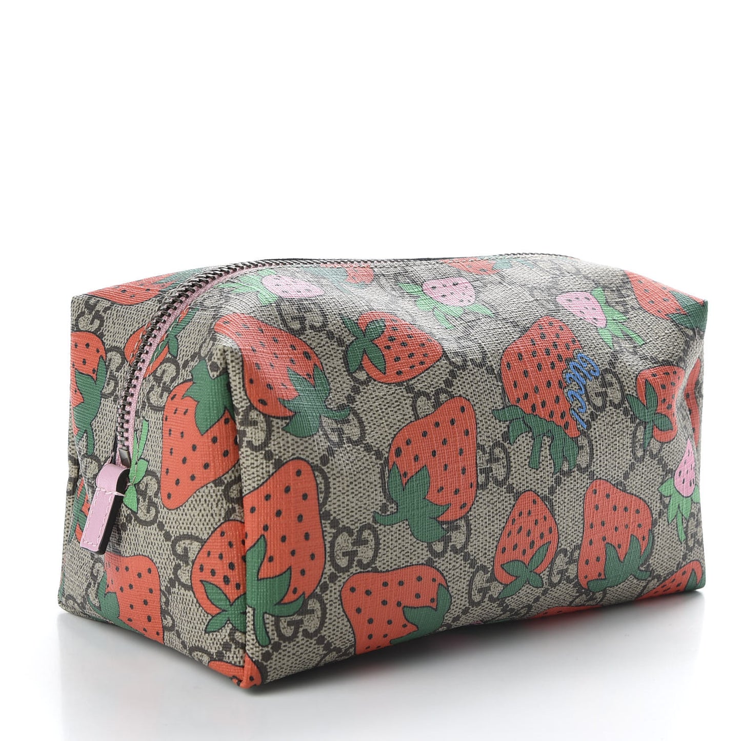 GG Supreme Monogram Strawberry Cosmetic Case