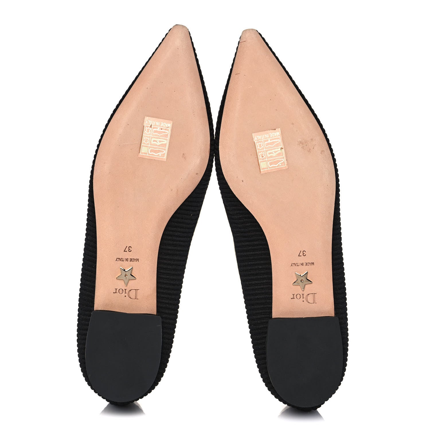 Christian Dior Fabric Ribbon Embroidered J'Adior Ballet Flats 37 Black 5 of 10