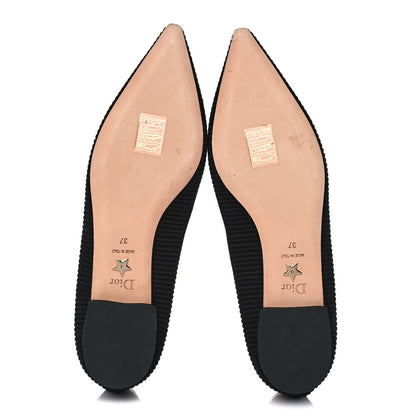 Christian Dior Fabric Ribbon Embroidered J'Adior Ballet Flats 37 Black 5 of 10