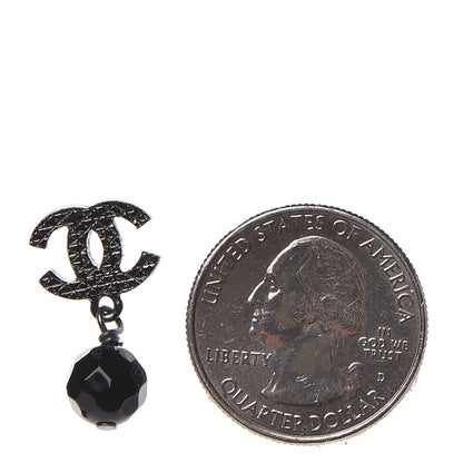 Chanel Ruthenium Bead CC Drop Earrings Black 2 of 3