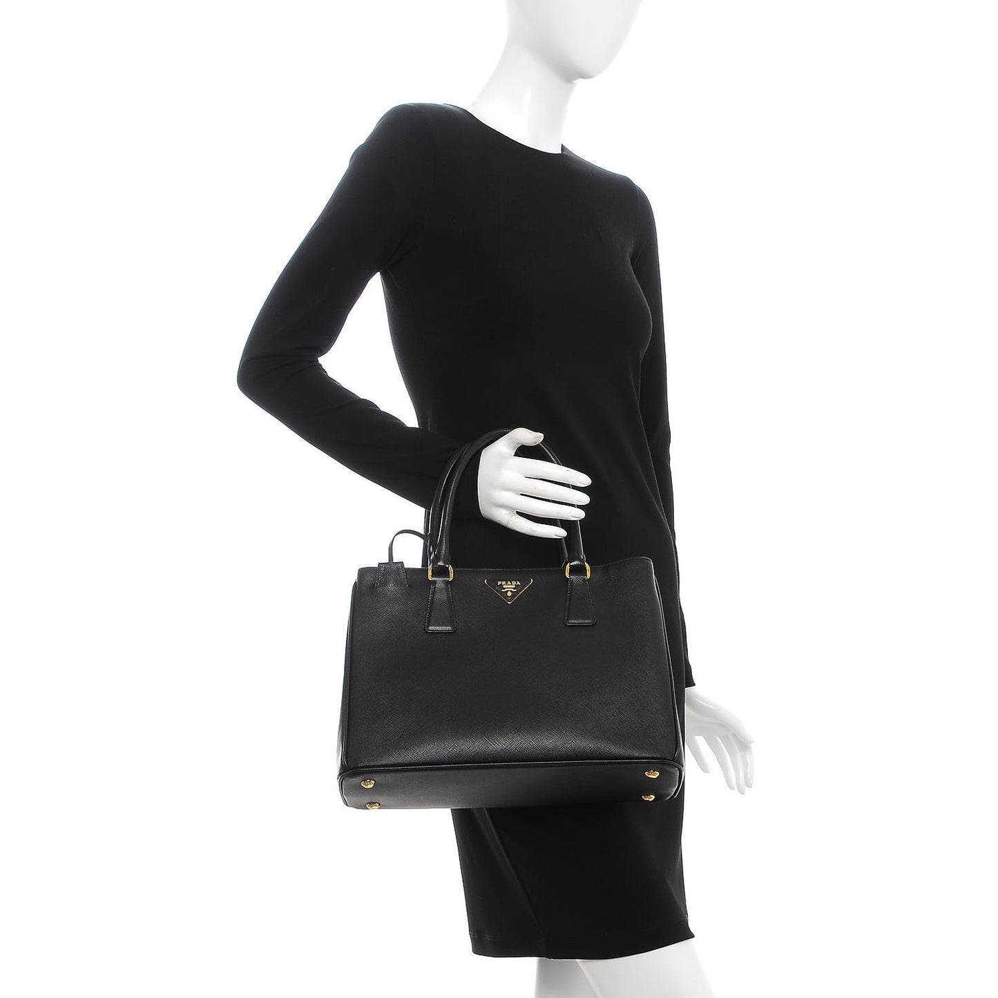 Saffiano Lux Medium Tote Black