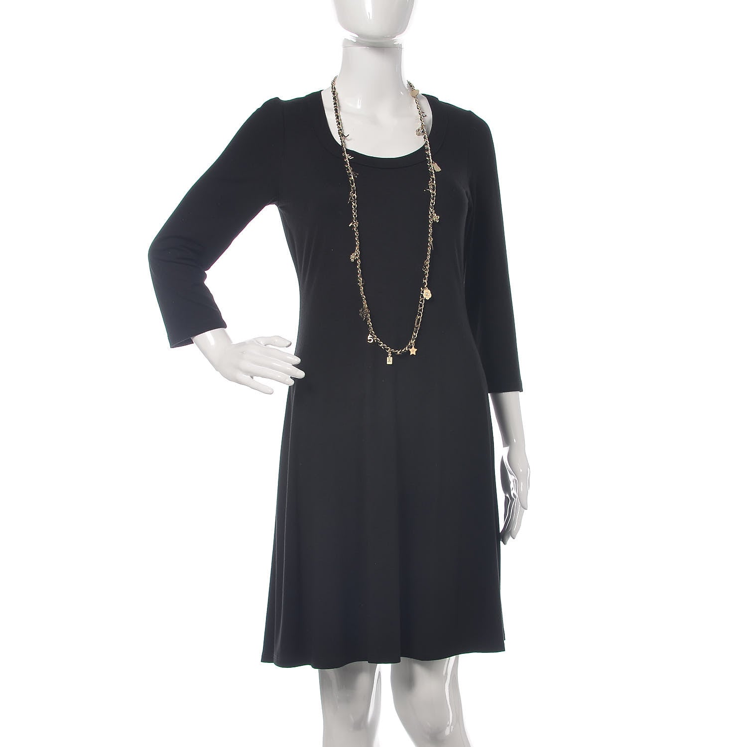 Chanel Glazed Calfskin Crystal Charm Necklace Black Gold 2 of 4