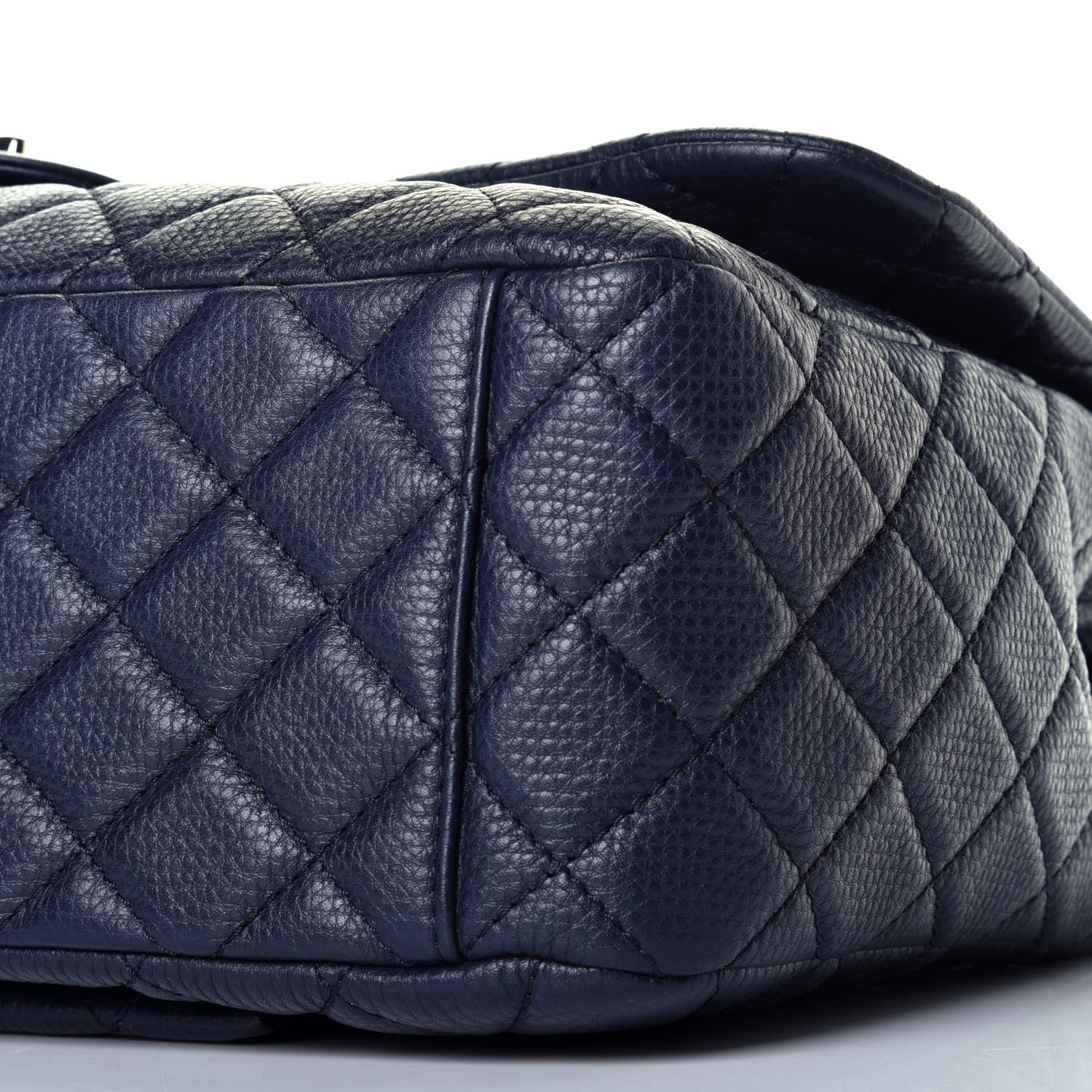 Chanel Metallized Calfskin Quilted Small XXL Travel Flap Bag Navy 9 of 10