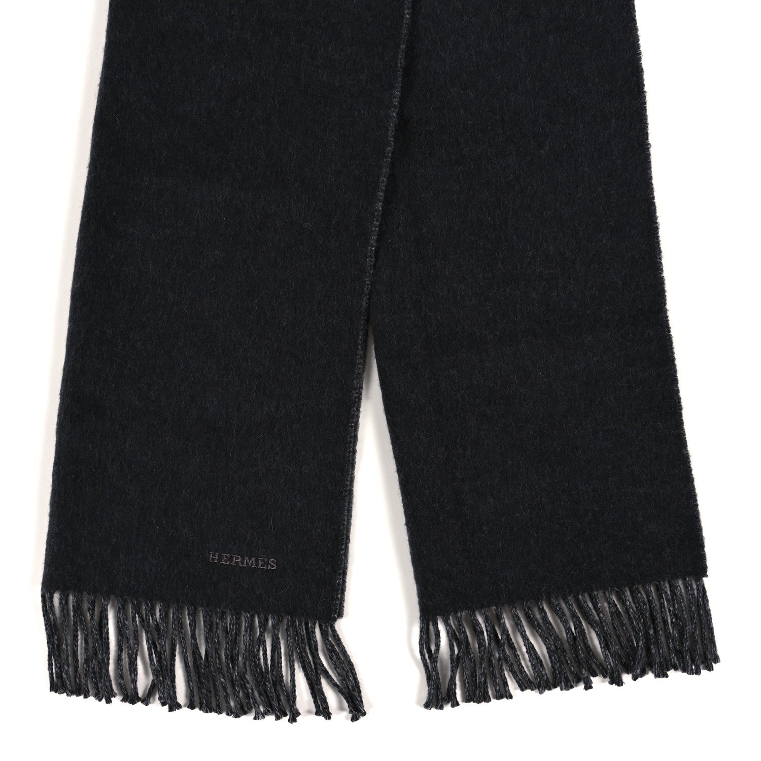 Hermes Cashmere Fringe Double Face Stole Anthracite 2 of 3