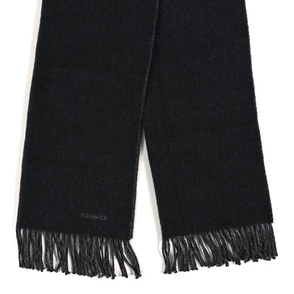 Hermes Cashmere Fringe Double Face Stole Anthracite 2 of 3