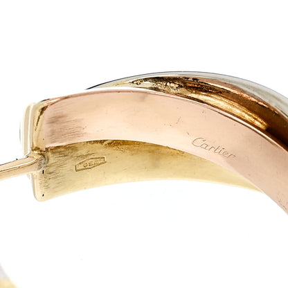 Cartier 18K Pink Yellow White Gold Classic Trinity Hoop Earrings 4 of 6