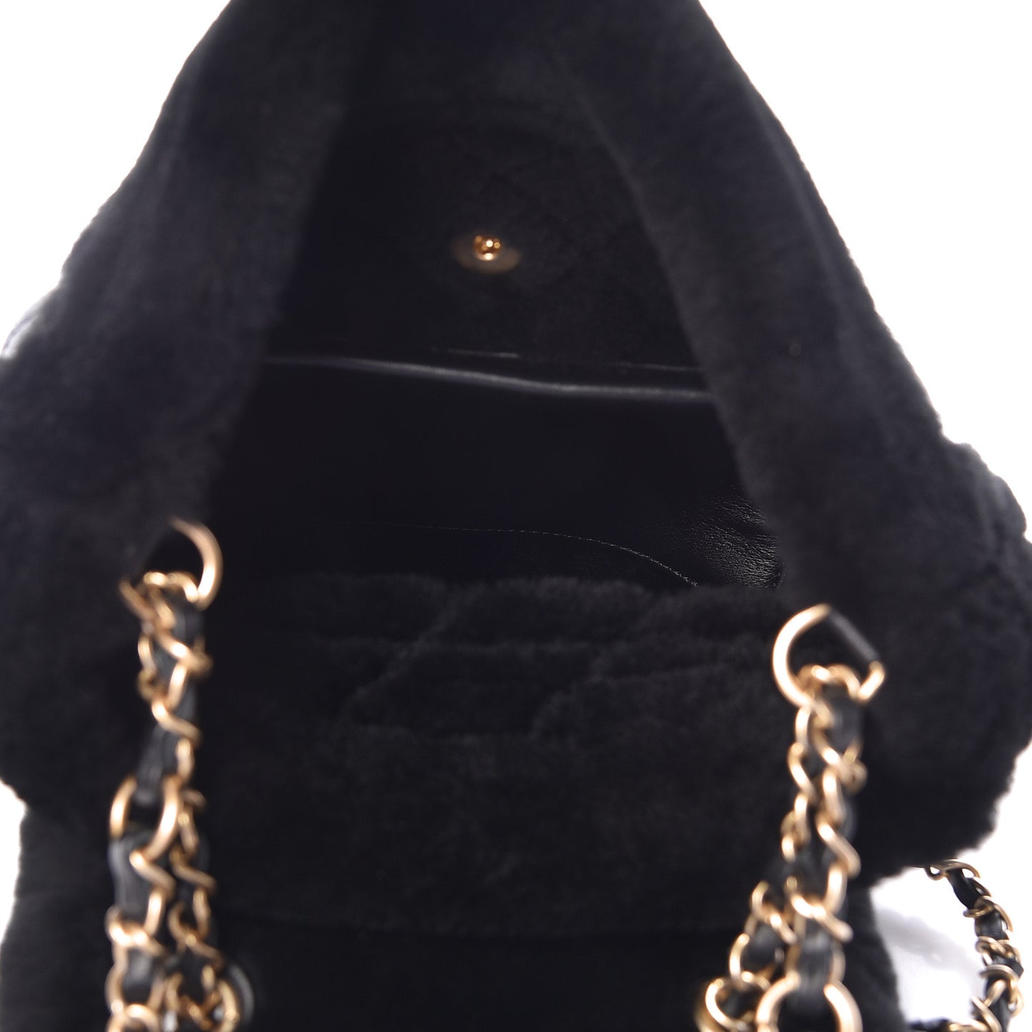 Lambskin Shearling Quilted CC Backpack Black