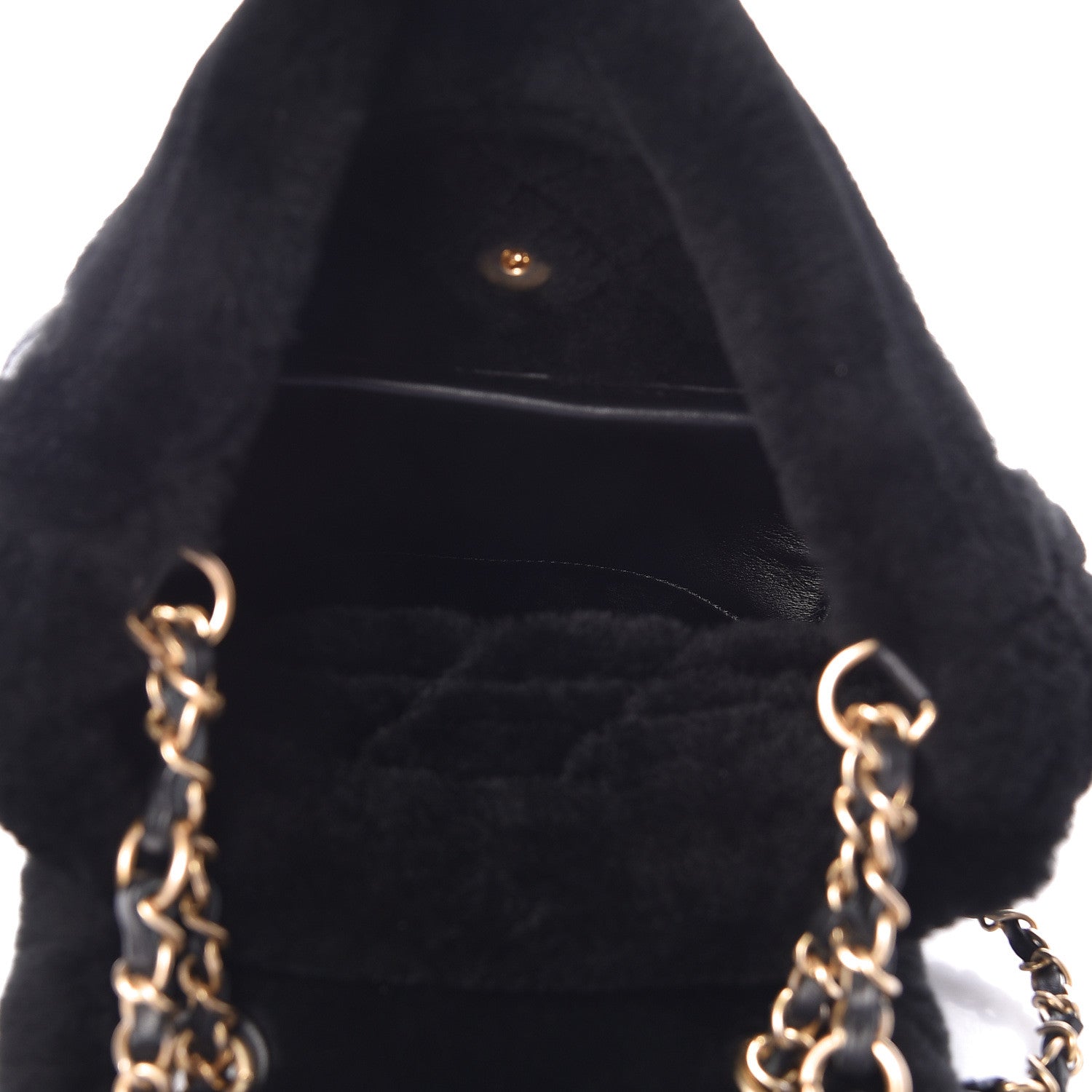 Chanel Lambskin Shearling Quilted CC Backpack Black 5 of 10