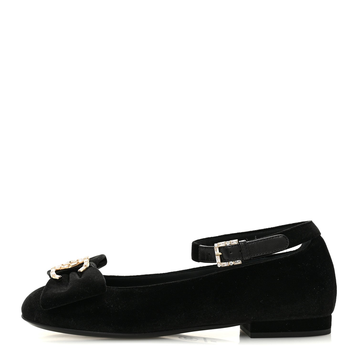 Chanel Velvet Strass CC Bow Mary Jane Flats 36 Black 1 of 10
