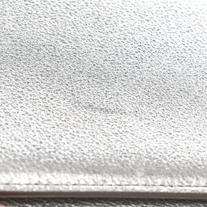 Saint Laurent Textured Metallic Calfskin Classic Monogram Cassandre Clutch Silver 9 of 14
