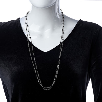 David Yurman Sterling Silver Black Onyx Station Chain Necklace 2 of 4