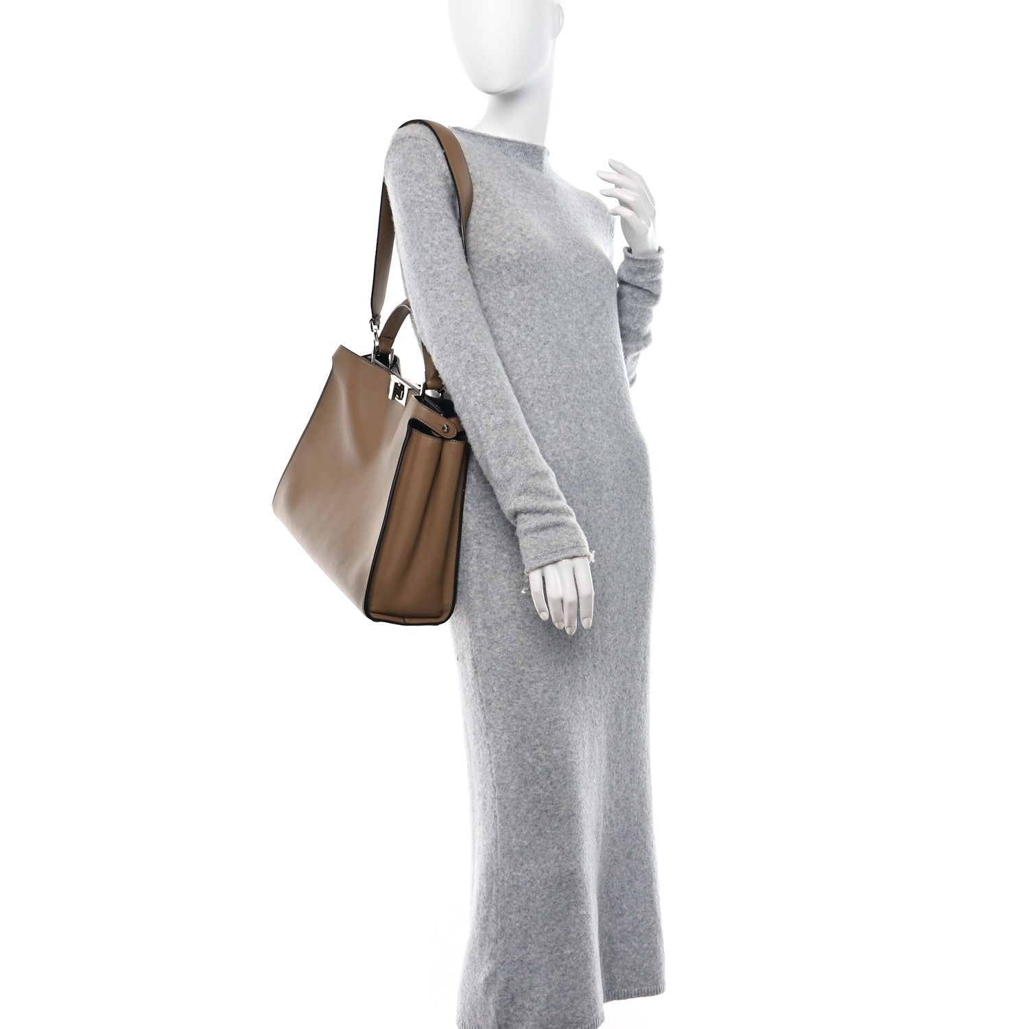 Fendi Vitello Tahiti Burro Large Peekaboo Iconic Essentially Satchel Sand Blueberry 2 of 11