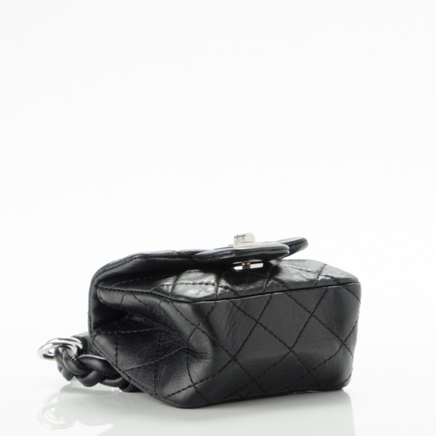 Calfskin Quilted 2.55 Ankle Wrist Bag Black