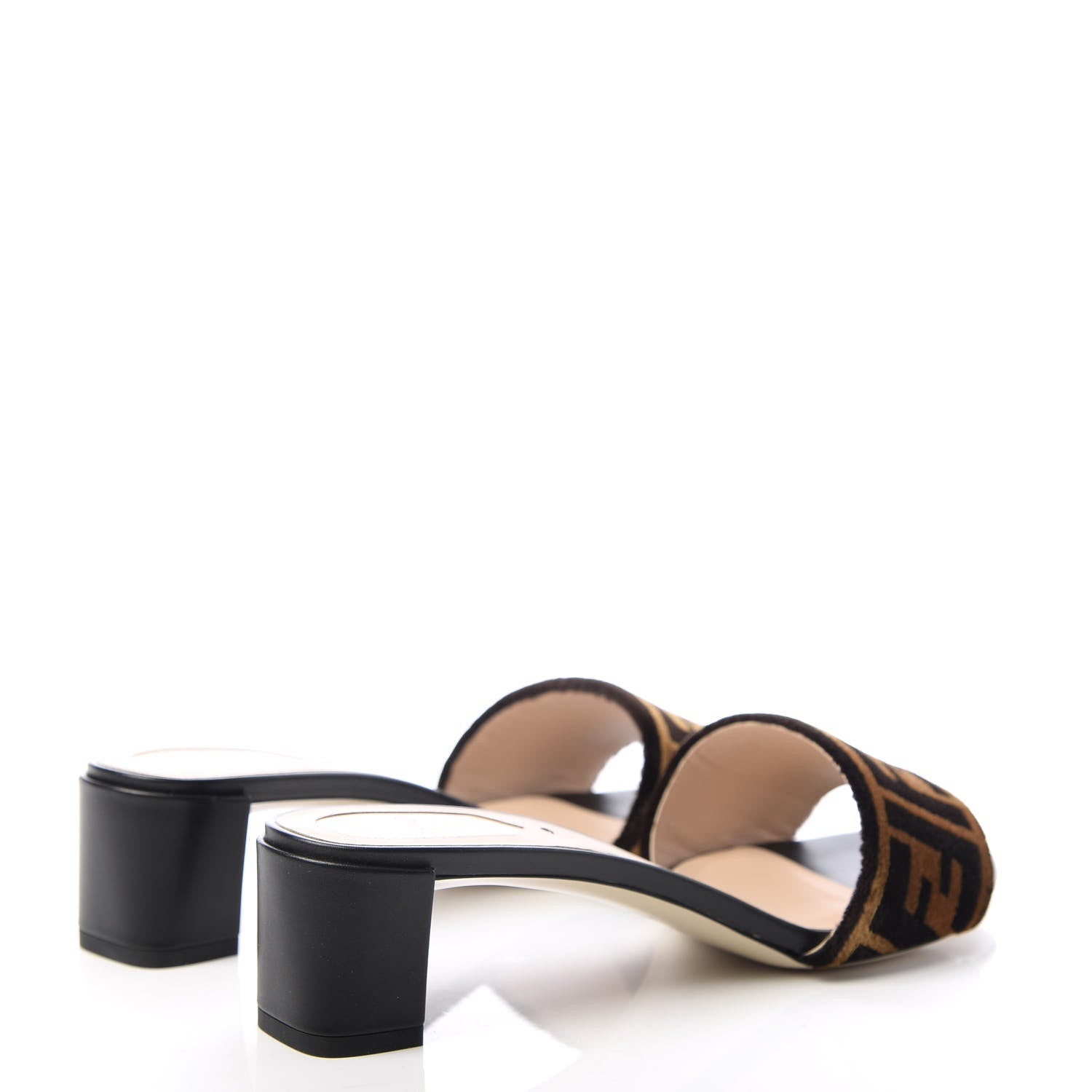 Fendi Velvet FF Slide Sandals 38.5 Tobacco 4 of 10