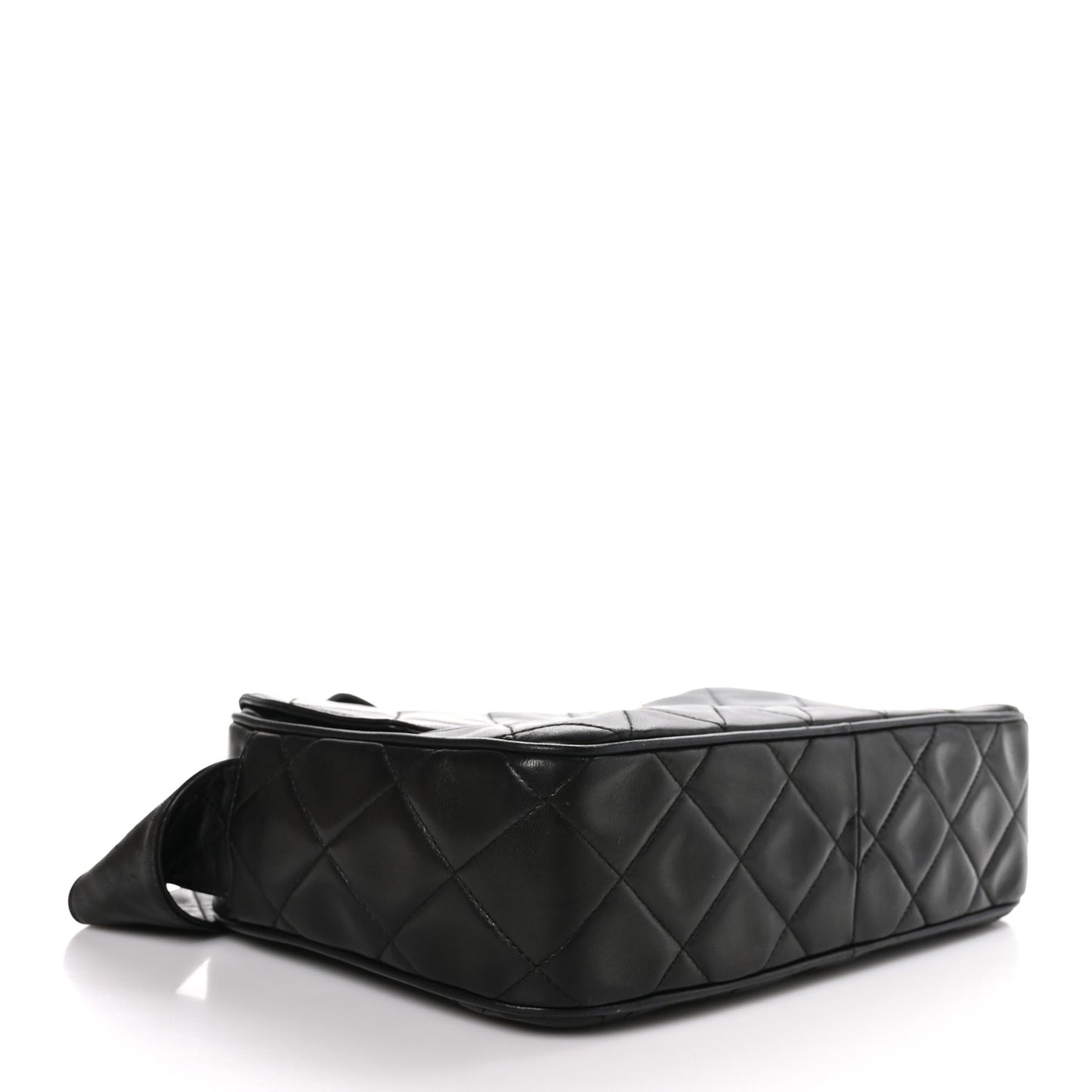 Lambskin Quilted Tassel Camera Case Black