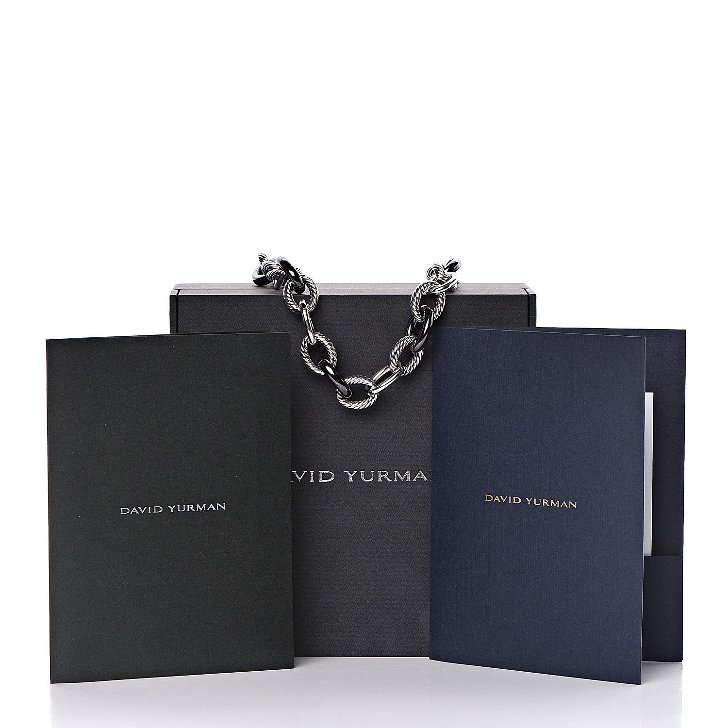 David Yurman Sterling Silver Black Ceramic 18mm Large Oval Link Necklace Black 6 of 6