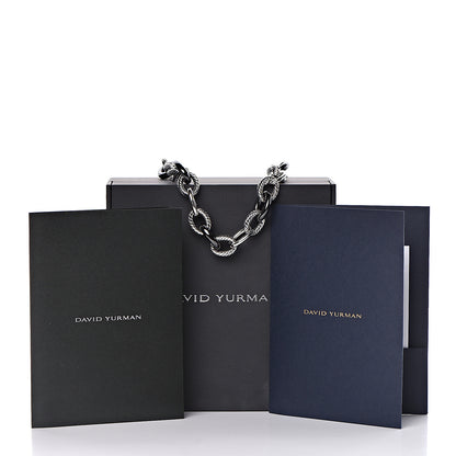 David Yurman Sterling Silver Black Ceramic 18mm Large Oval Link Necklace Black 6 of 6