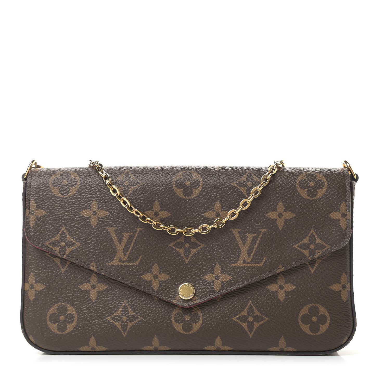 Monogram Pochette Felicie Chain Wallet Fuchsia