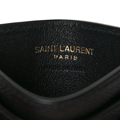 Saint Laurent Grain De Poudre Matelasse Chevron Monogram Credit Card Case Black 6 of 9