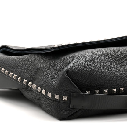 Valentino Garavani Pebbled Calfskin Rockstud Messenger Black 8 of 9