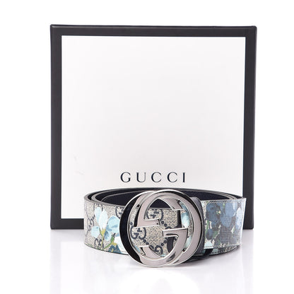 Gucci GG Supreme Monogram Blooms Interlocking G Belt 100 40 Beige Blue Navy 7 of 7