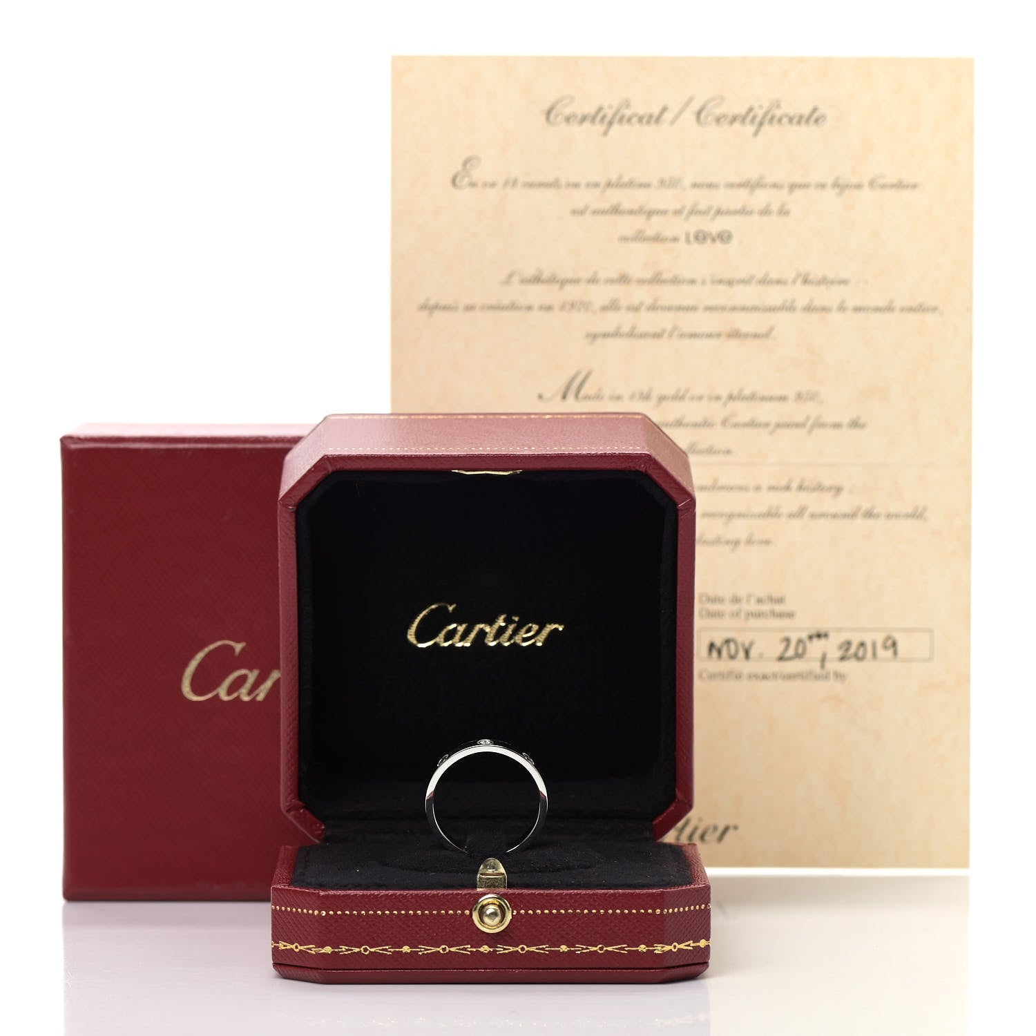 Cartier 18K White Gold Diamond 4mm LOVE Wedding Band Ring 58 8.25 7 of 7