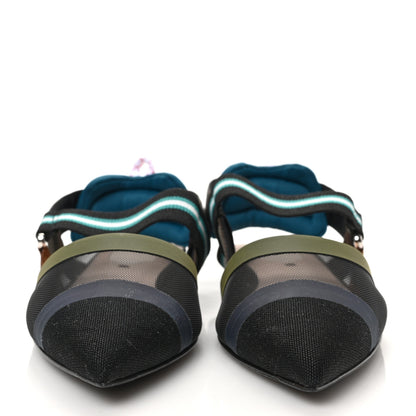 Fendi Technical Mesh Canvas Colibri Slingback Ballerina Flats 35 Black Verde Military 2 of 8