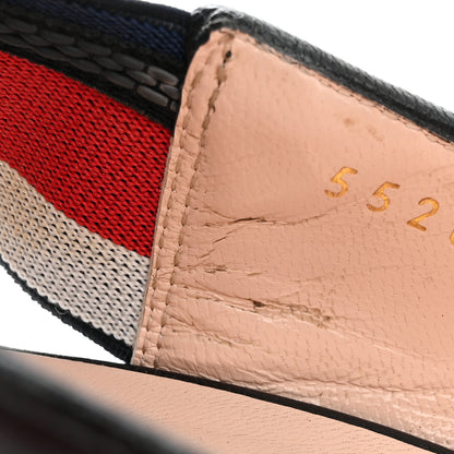 Gucci Malaga Kid Web Bee Star Embroidered Sylvie High Heel Slingback Pumps 39 Black 11 of 12