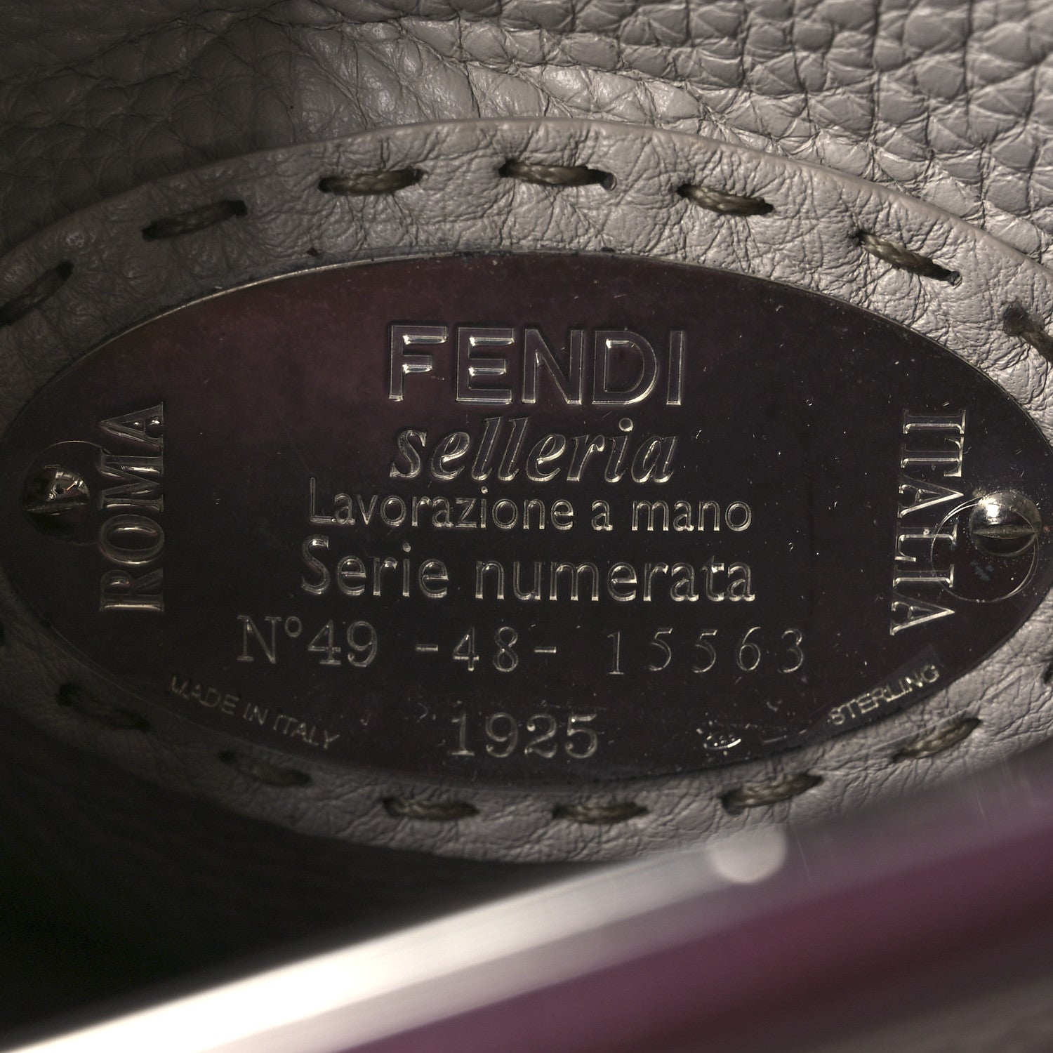 Fendi Cuoio Romano Elaphe Selleria Lace Up Bi-Color Medium Peekaboo Iconic Satchel Bordeaux Grigio Polvere Natural 6 of 12