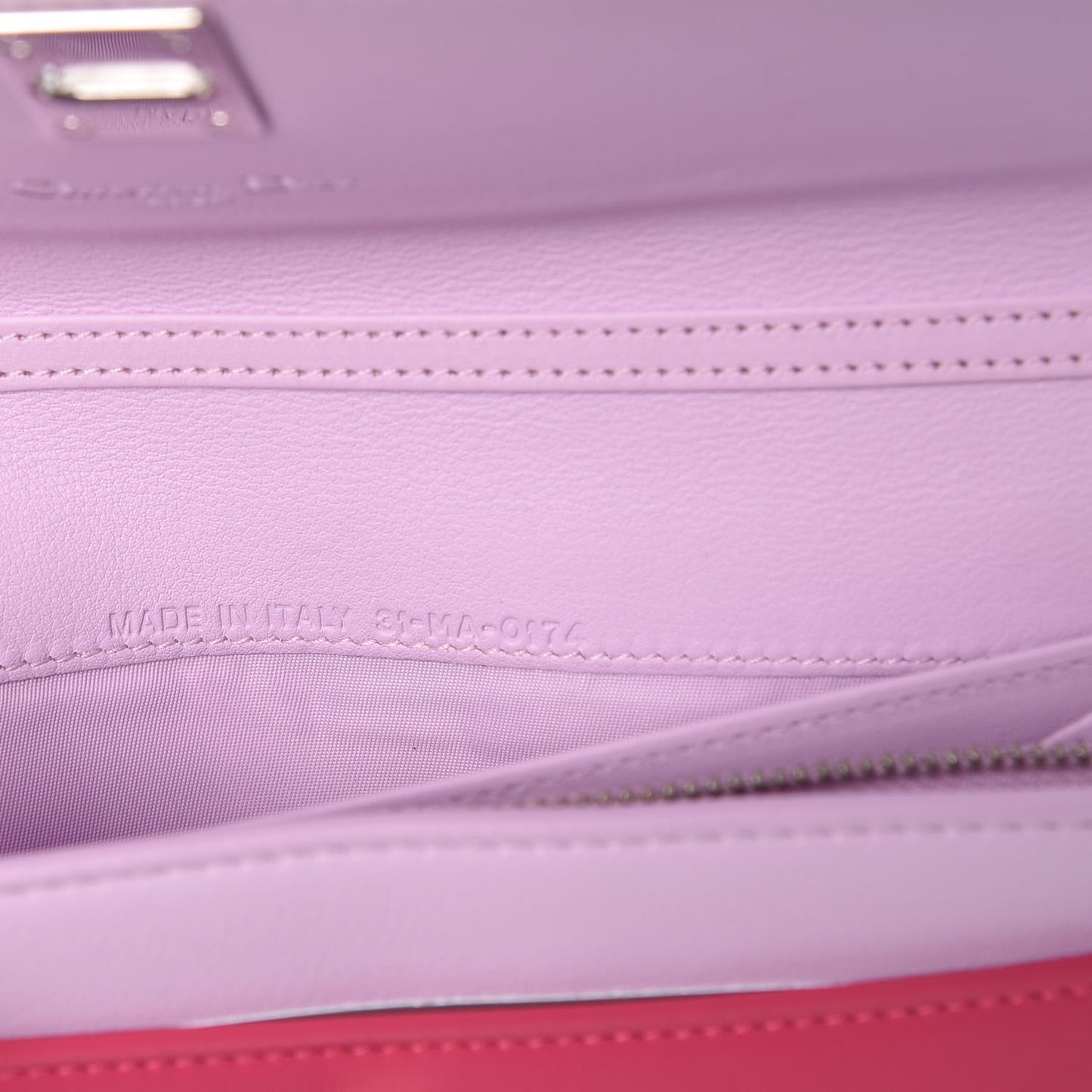 Calfskin Tri-Color Wallet On Chain Pink