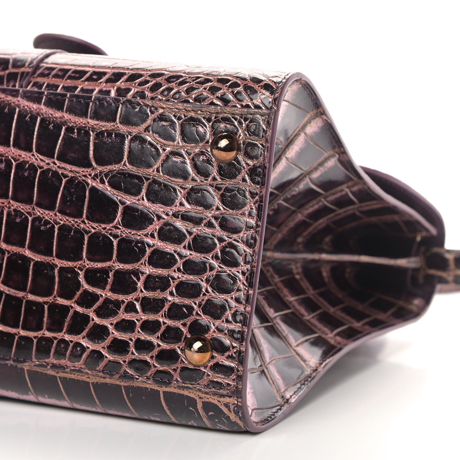 Delvaux Metallic Crocodile MM Brillant Satchel Plum Lavender 7 of 10