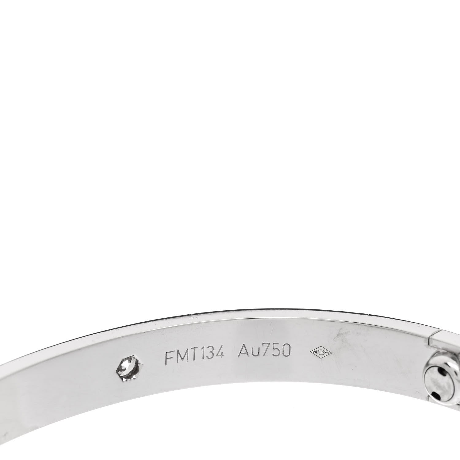 Cartier 18K White Gold 4 Diamond Love Bracelet 18 6 of 7