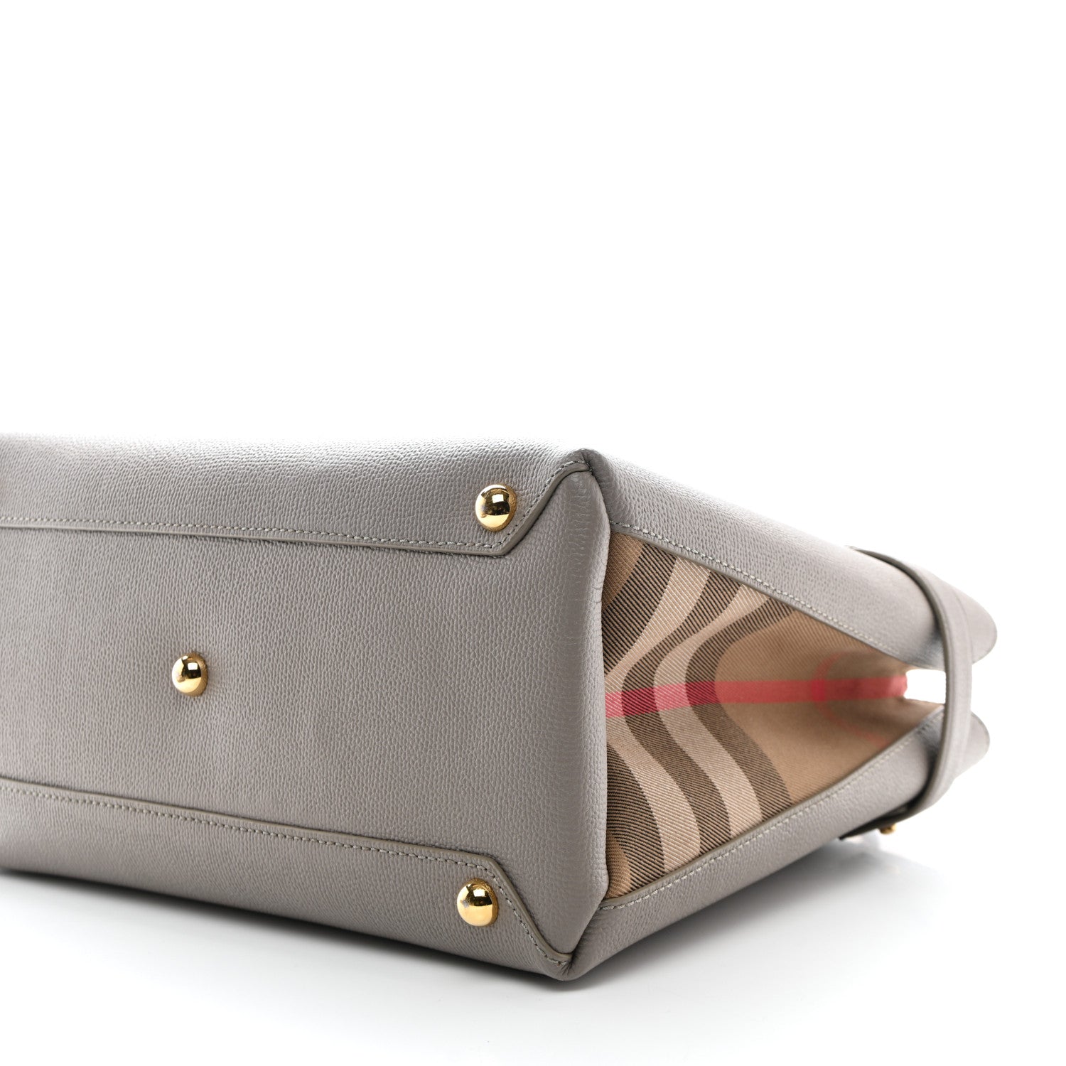Burberry Grainy Calfskin House Check Medium Banner Tote Taupe Brown 11 of 11