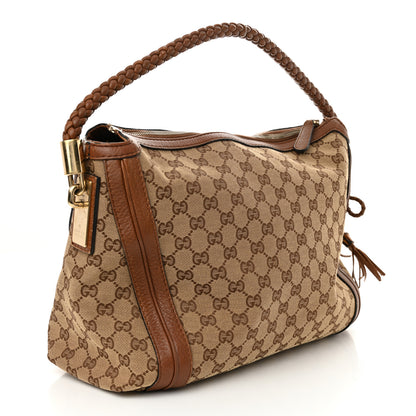 Gucci Monogram Cellarius Calfskin Medium Bella Hobo Beige Ebony Cuir 3 of 14