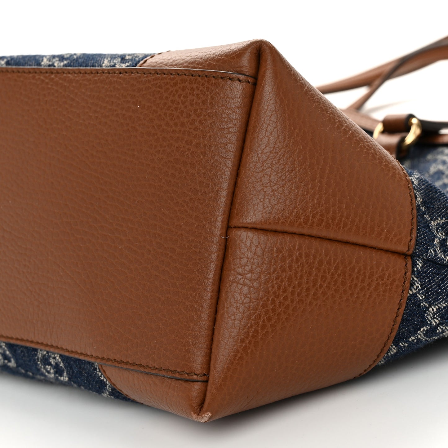 New Denim GG Monogram Medium Ophidia Shopping Tote Blue Tea Cuir