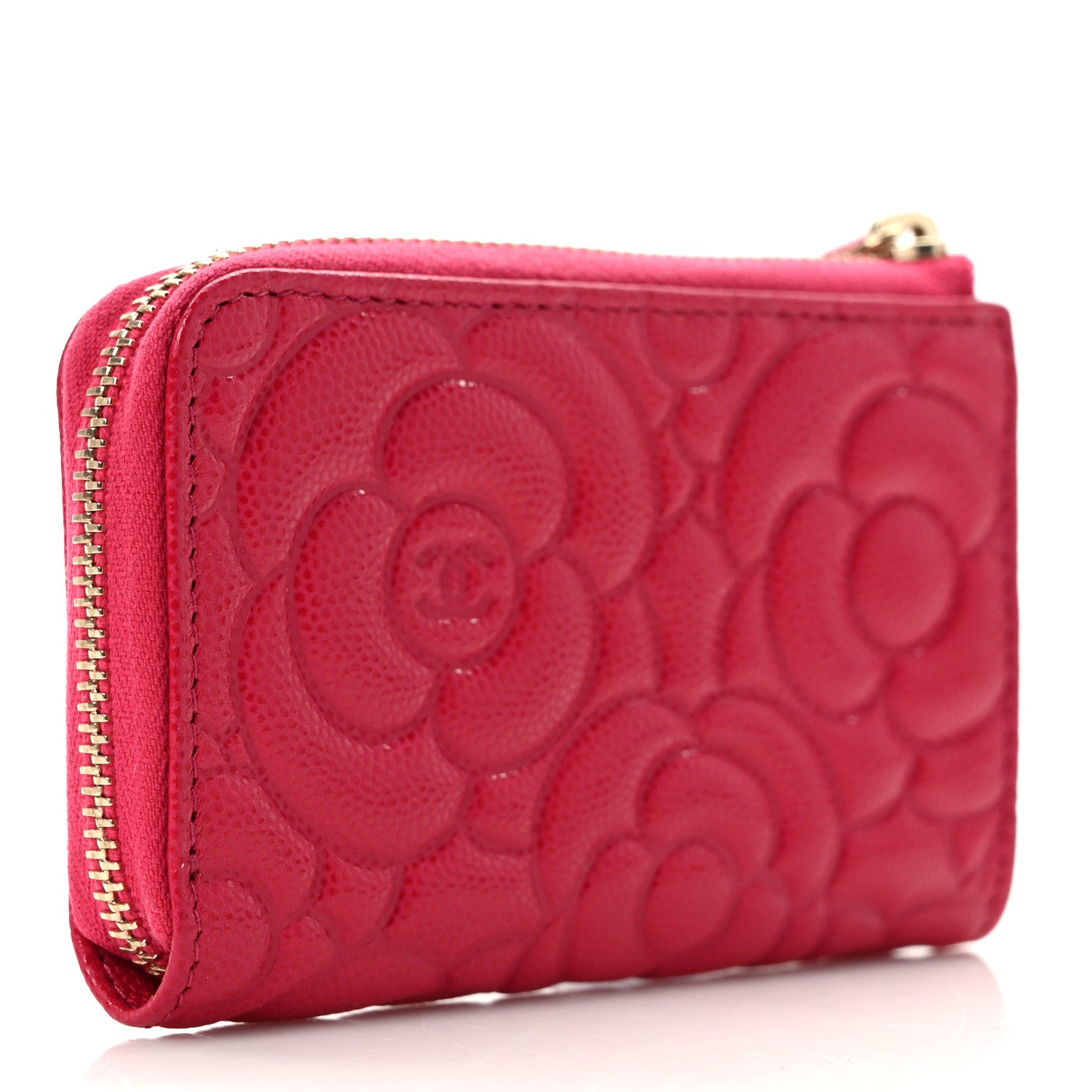 Chanel Caviar Camellia Embossed Key Holder Case Fuchsia 3 of 8